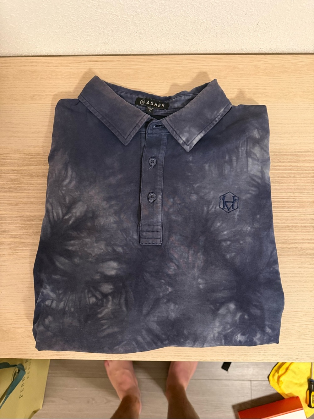 Asher Men's Navy Tie-Dye Polo Shirt